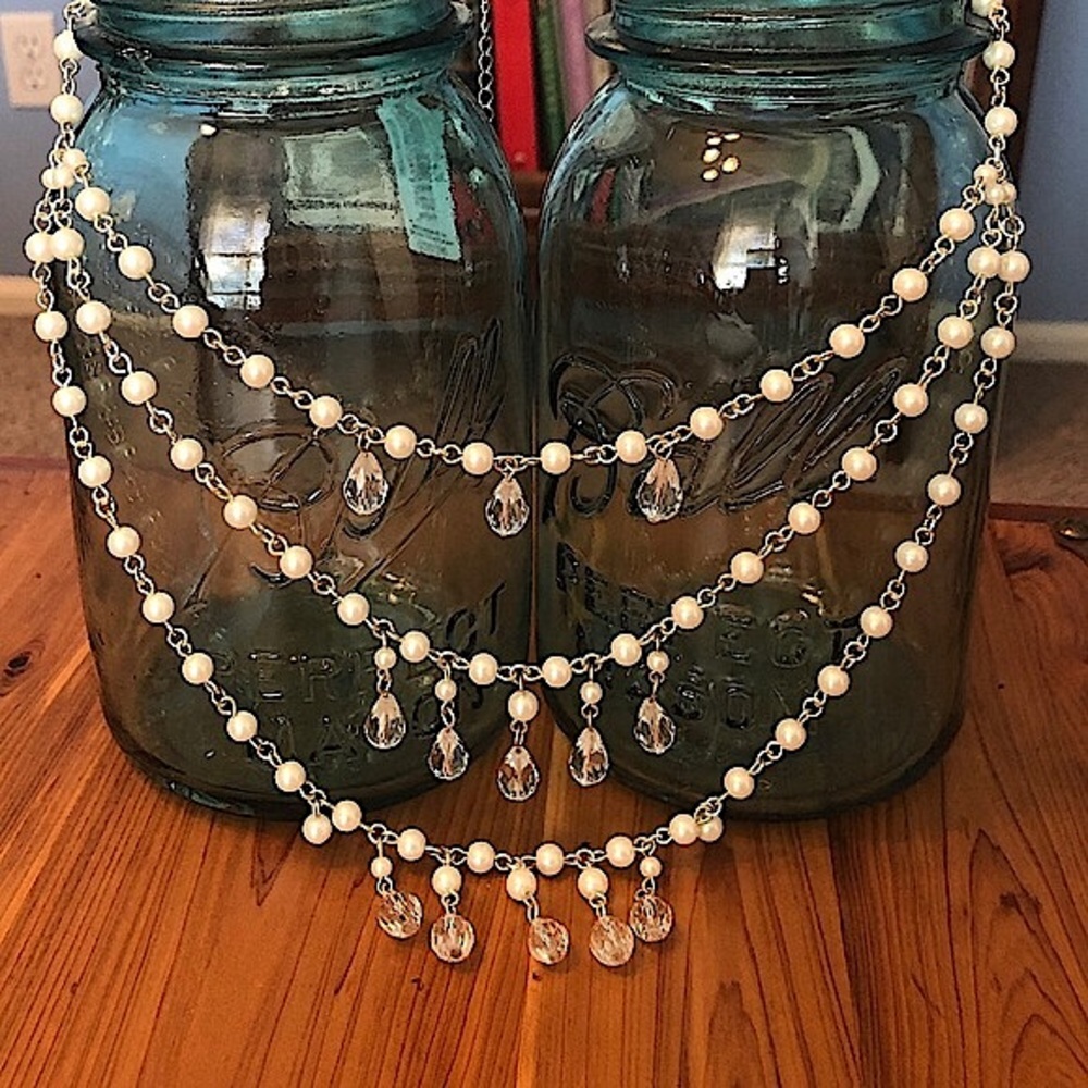 Carolee Pearl & Crystal 3 Strand Necklace NWT